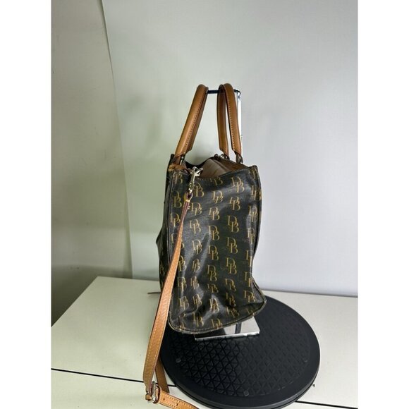 DAMAGED Dooney & Bourkes Janine 2 Way Coated Canvas W/ Florentine Vachetta - Picture 3 of 10